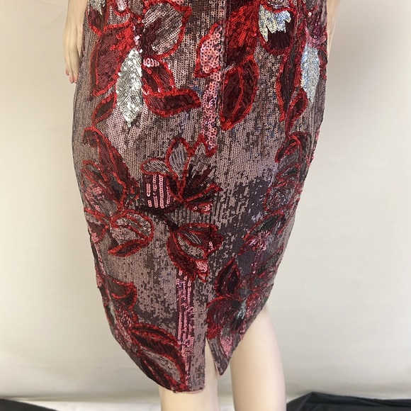 Aidan by Aidan Mattox sequins off the shoulderknee length dress - Picture 8 of 11